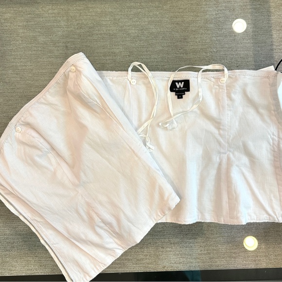 W By Worth Optic White Linen Embroidered Strapless Top - NWT - Picture 3 of 8